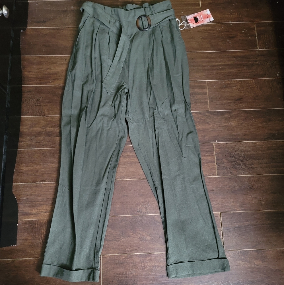Paperbag waist linen pants